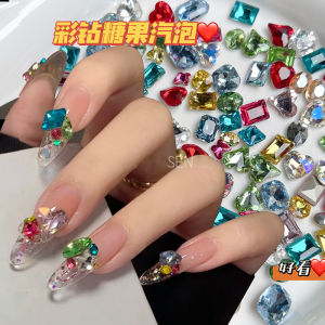 Super Shiny Mixed Color Candy Soda Nail Drill Monkey Shape K9 Sharp Bottom Irregular Diamond Nail Decoration Beauty Tool