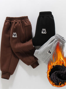 กางเกงวอร์มกีฬาลำลองสำหรับเด็กชาย ฤดูหนาว 2025 กางเกงขายาวทรงหลวม ผ้าขนแกะ ทรงหลวม ฤดูใบไม้ร่วง 2025