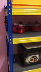 OKK ชั้นวางสินค้า ชั้นเหล็กวางสินค้า ชั้นเก็บอุปกรณ์ 3ชั้น4ชั้น5ชั้น ชั้นวางของและชั้นเก็บของ สีเหลือง สีฟ้า แข็งแรง ระยะห่างของชั้นที่ปรับได้