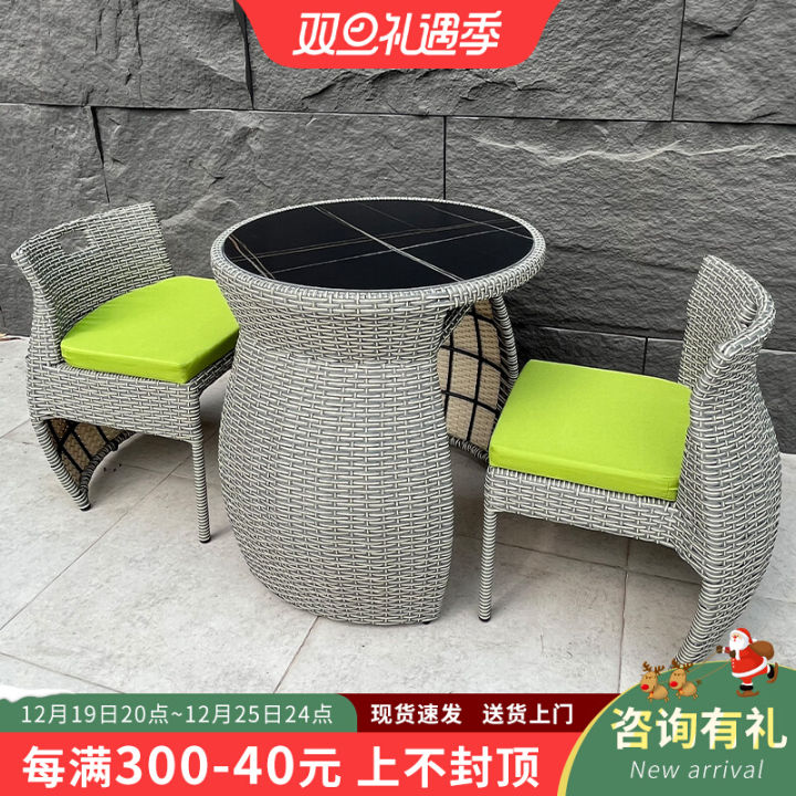 Balcony Small Table and Chair Leisure Area Layout Living Room Rattan