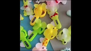 Summer Children Hand Press Portable Fan Cartoon Lollipop Shaped Easy Press Student Small Fan Household Mini Fan Handheld