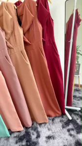 TW9806 จั้มสูทปกสูทแขนกุดขายาว