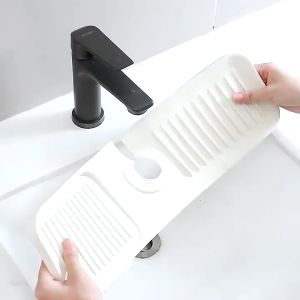 Kitchen Sink Splash Guard Faucet Mat Faucet Drain Pad Handle Drip Drainer Non-Slip Water Catcher Tray Draining Pad Absorbent Water