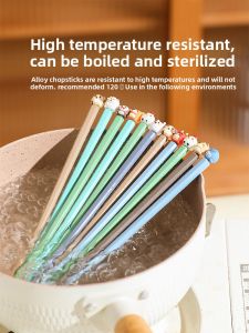SHELI | Cartoon Design Alloy Chopsticks for Children Single Use