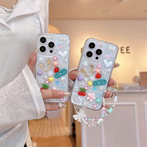 Siêu đáng yêu Ốp điện thoại cho Iphone 16pro Max 16 15Pro Max 15 14 Promax 13 Pro Max 12pro Max vỏ lưng chống sốc mềm với có dây đeo cổ tay cho phụ nữ cô gái