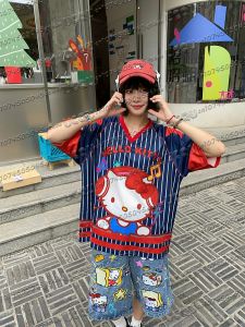 น่ารักสาว Bow Street Sweet Cool Hip-Hop เบสบอลเสื้อยืด TOP PLUS ขนาดผู้หญิงฤดูร้อนผู้ชายแขนสั้นเสื้อยืด Tops