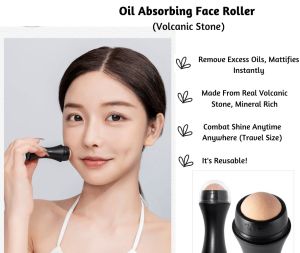 [SG Ready Stock] Oil Absorbing Volcanic Face Roller (Reusable) | Remove Sebum Excess Oil Not Separating Make Up | Mattifies Skin| Pore Minimizing | Travel Size | Face Oil Control