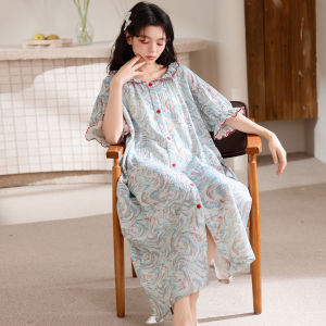 Breathable Cloud Cotton Mid-long Womens Lounge Dress