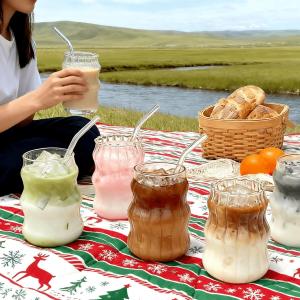 Novel Cloud-Shaped High Borosilicate Glass Cup Heat Resistant Dishwasher Safe Reusable for Coffee Tea Smoothie Ice Cream