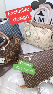 PARIS Bag2 in 1 Set Women Handbag Rectangle Quilted Elegant Chain Sling Bag Shoulder Bag Handbeg (3947)