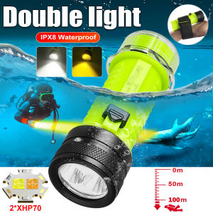 9000LM Professional Hunting Scuba Diving Flashlight Torch XHP120 LED Dive LED Light Type-c Rechargeable Underwater Lantern
