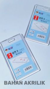 ID Card Sleding Transparan 2 sisi Akrilik / Holder ID Card Sleding / Putih Bening