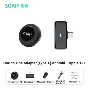 soaiy | Collar Wireless Microphone for Live Streaming with MK50 Noise Reduction Two Receiver