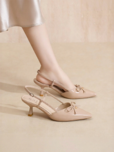 Josiny | Retro Style French Sweet Open-Backed Pointed Toe Heels