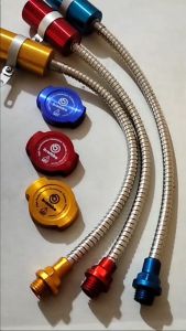 PROMO PAKET Tutup Oli Mesin Model Selang Tabung Warna + Cap Radiator Bulat Universal