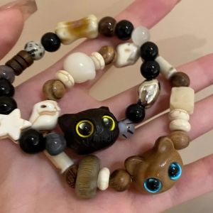 🔥Tiktok Hot sale🔥 Cute Black Cat Bracelet for Women Men Funny Cartoon Animal Beaded Bracelet Handmade Valentines Day Couple Gifts