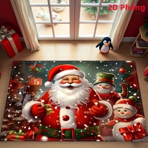 Thảm Cửa Họa Tiết Gnome Giáng Sinh VIKAMA Thảm Mềm Trong Nhà Cho Phòng Khách Nhà Bếp Phòng Ngủ - Thảm Trang Trí Giáng Sinh