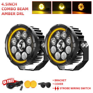 HAOLIDE Led Work Light 6inch 6000k Hi/Lo Beam 3500k Amber DRL Strobe Flashing with Wire off-road useAngle for SH125i 1200RSCar