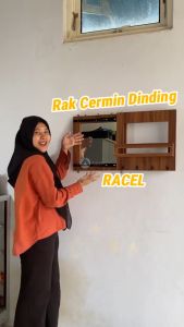 Adapta-Rak Pajangan Dinding Cermin Hias Tempel Dinding dengan Pintu Sleding-Kaca Pajangan Minimalis