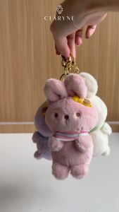 Claryne Bunny Scarf Bag Charm | Gantungan Kunci Unik dan Lucu untuk Segala Tas | No Brand Boneka Pink Putih Ungu Ganci
