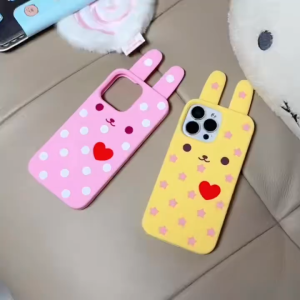 3D เคสศัพท์ซิลิโคนรูปกระต่ายการ์ตูนน่ารักสำหรับ iPhone 11 12 13 14 15 16 17 Pro Max เคสป้องกันซิลิโคนนุ่มสำหรับ iPhone 17