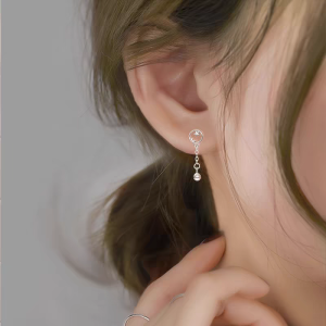 S925 Pure Silver Moon Earrings Womens New 2024 Trendy Star Dangle Earrings Luxury Minimalist High-End Feeling Ear Jewelry