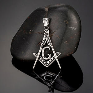 Retro Viking Masonic Necklace Men Gold Color Stainless Steel Mason Symbol Pendant Norse Amulet Genuine Leather Rope Male Jewelry