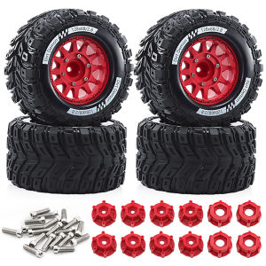 RCMMTING 4pcs Monster Truck Wheel Hub & Tires Set with 12/14/17mm Hex for 1/10 ARRMA Granite Traxxas Rustler Stampede HPI Tamiya