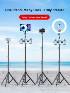 RQZN | Multi-Function Live Streaming Tripod with Light for Video Shooting and Selfie