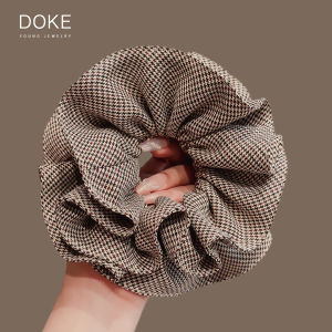 Korean Style Plaid Hair Ties Womens Durable Hair Bands Versatile Bun Hair Bands Fashionable Hair Accessories Fabric Material