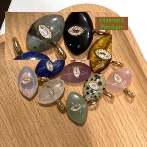 Diamond Pendant Natural Stone Eye Shaped Pendant 20x20mm For Jewelry Making DIY Necklace Bracelet Earrings Accessory
