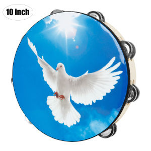 IRIN | IRIN 10 Inch Tambourine Peace Dove Handbell with Double Row Jingles Handheld Tambourine for Percussion Instrument Performance