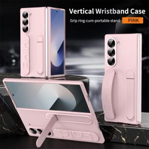 Luxury Wristband Invisible Bracket Case for Samsung Galaxy Z Fold 6 fold6 ZFold Hand Wrist Strap Folding Stand Silicone Cover
