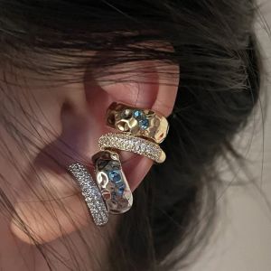 Flash Rhinestone Ear Cuff Non-Piercing Ear Clip Earrings for Women Men Double Layers Fake Cartilage Earring Cuff Jewelry