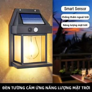 Đèn Tường Năng Lượng Mặt Trời Ngoài Trời Chống Thấm Nước Đèn Cảm Ứng Sợi Đốt Vonfram Cho Sân Vườn Biệt Thự Chiếu Sáng Ban Đêm Đèn Tường Gia Đình