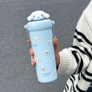 Sanrio | 1pc HelloKitty Insulated Cup 700ml with Tea Compartment & Straw Portable Handle Outdoor Travel Thermal Water Bottle