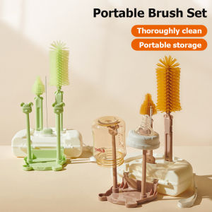 ชุดน้ำยาล้างขวดชุดแปรงขวดนมแบบพับได้ขวดแบบพกพาเด็กทารกชุดชั้นวางขวด