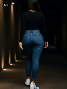 Womens Solid Color Skinny Simple Fashion Casual Denim Pants High Waist Fit Everyday Scene