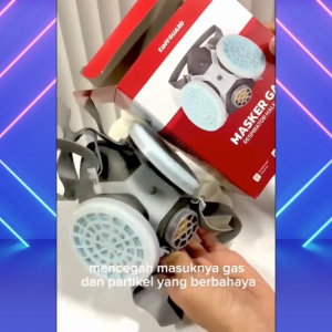 FAST SHIPPING Masker Gas Respirator Half Face Anti Debu Polusi dengan Kacamata dan Carbon Filter