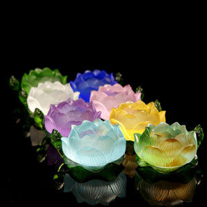 HENANSHENGZHONG | Buddhist Offerings Colorful Glass Lotus Lamp