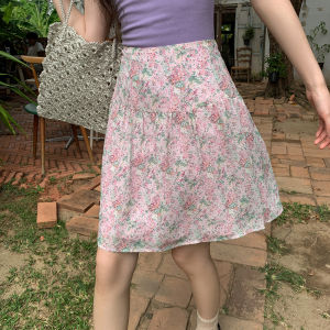Mixd | Floral Print Women High Waist A-Line Skirt for Summer Resort