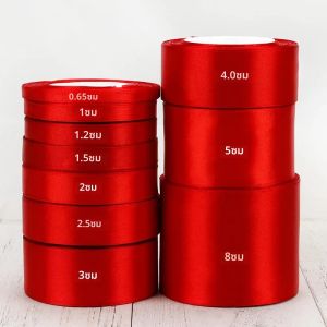 สีแดงซาตินริบบิ้นงานแต่งงานคริสต์มาสปาร์ตี้ฮาโลวีนตกแต่งห่อของขวัญอุปกรณ์ Scrapbooking DIY โบว์หัตถกรรมบรรจุเทป