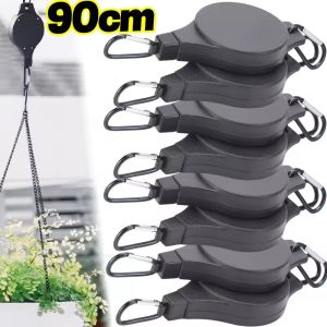 4x Hanging Basket Retractable Hook Adjustable Plant Pulley Flower Basket Hook Plant Hanger Home Garden Decoration Accessory