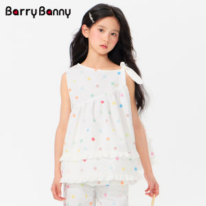 Barry Banny | Bộ Áo Thun Dây và Quần Polka Dot Sáng Màu Rainbow Nhẹ Cho Bé Gái