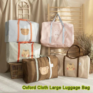 Korean Large Capacity Luggage Bag Cartoon Bear Kids Quilt Storage Bag Foldable Duffle Tote Bag
