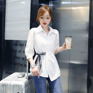 YAOMUHUA | Design Elegant Waist Shaping Interview-Friendly Shirt Three Quarter Sleeve