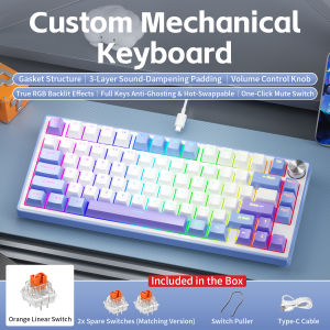 NEXUSCLICK K80 Custom Gasket Mechanical Keyboard FN Multimedia Shortcut Keys RGB Hot Swappable Type-C Wired Keyboard for Gamer