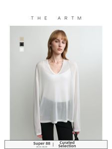 Blended Cupro and Copper Ammonium Rayon Perforated Texture Long Sleeve T-shirt