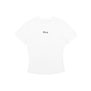 เสื้อยืดแขนสั้นทรงเข้ารูปสไตล์อเมริกันสำหรับผู้หญิง BANG Gothic Font Slim Fit Short Sleeve Light Thin Sensation American T-shirt