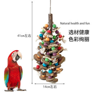 Large Medium Parrot Toys Natural Wood Biting String Tearing Bird Toys for Parrot Mouth Grinding Decoration Cage Accessories